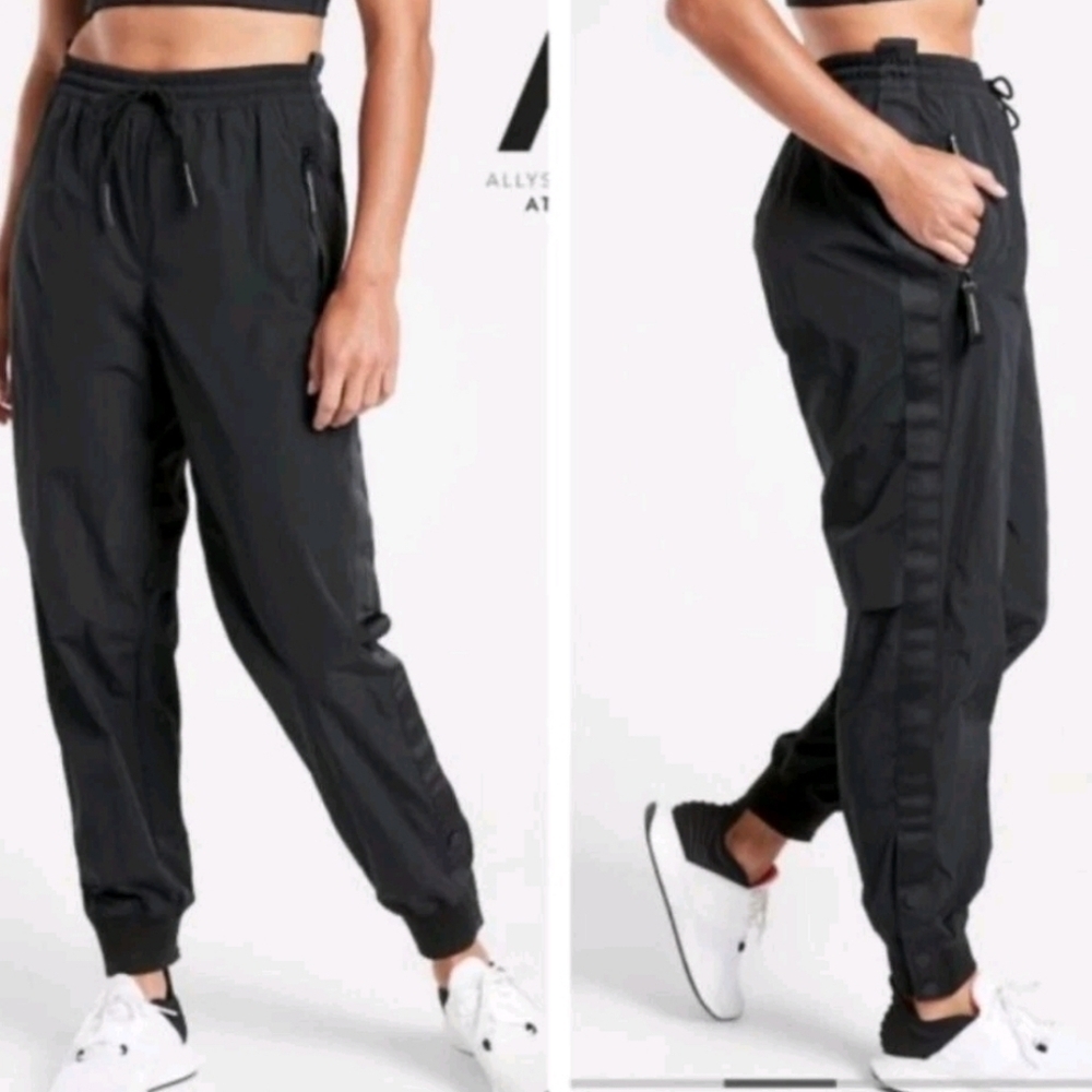 Athleta Allyson Felix Legend Track Pants Black Jogger Size S Tall